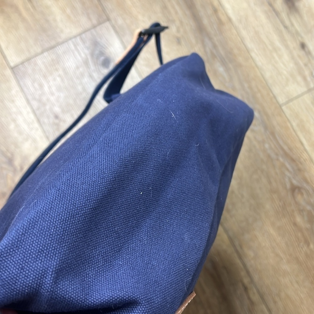 Jack + Mulligan Navy with Cream Leather Canvas Backpack - Picture 5 of 8